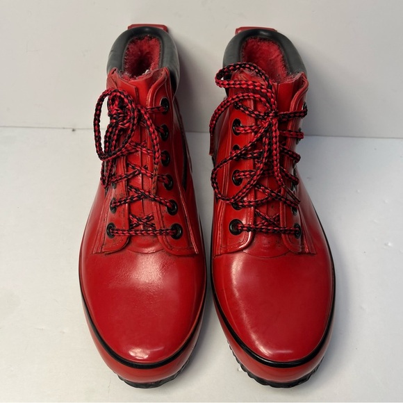 Vtg SPORTO Women’s Lowcut Red Boots Waterproof Rubber Size 5 Duck Booties 80’s - Picture 5 of 11